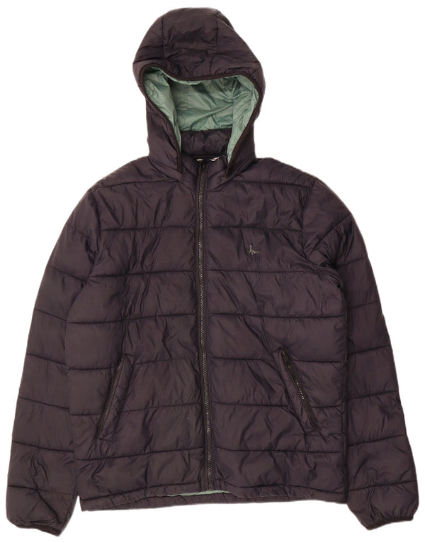 Jack Wills Chaqueta acolchada con capucha para hombre UK 38 Medium Black Nylon
