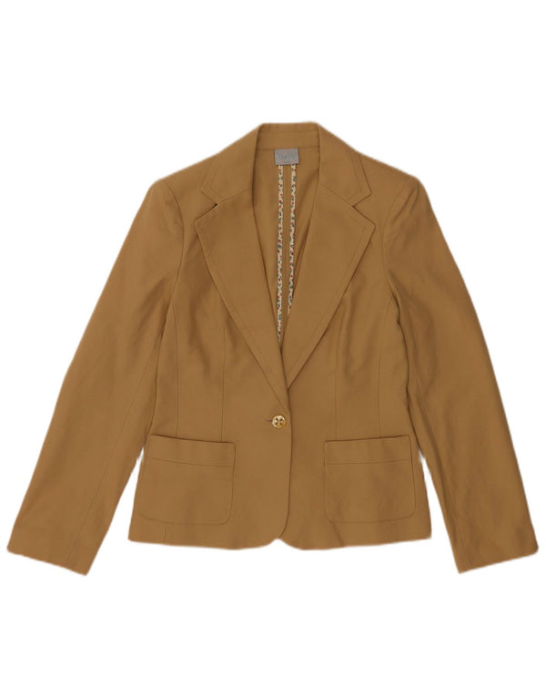 Oasis Chaqueta tipo blazer de 1 botón para mujer UK 10 Small Beige Cotton