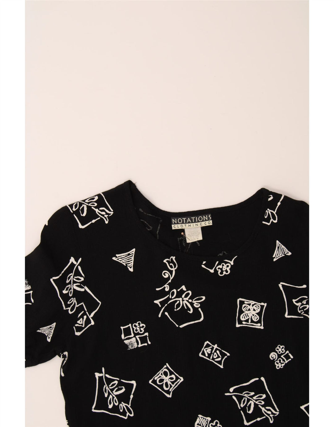 NOTATIONS Womens A-Line Dress UK 14 Medium Black Floral Vintage Notations and Second-Hand Notations from Messina Hembry 