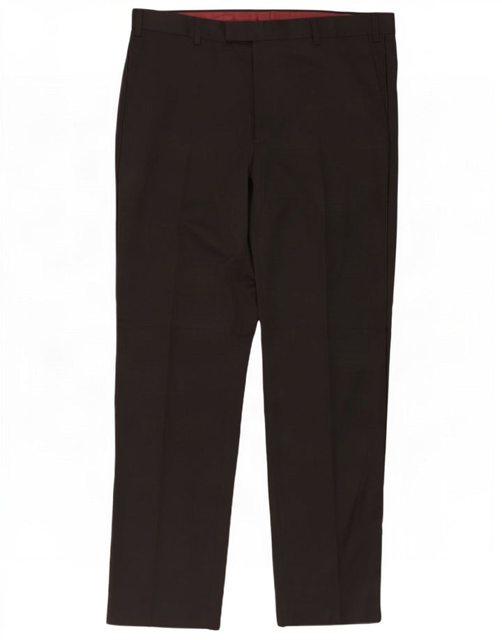 Marks & Spencer Pantalón de traje regular para hombre W38 L31 Poliéster negro