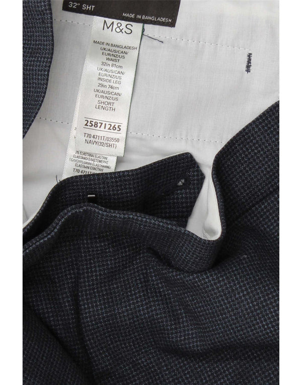 Marks & Spencer Pantalón de traje cónico para hombre W32 L29 Cuadros azul marino