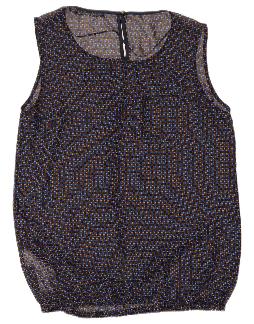 Esprit Blusa sin mangas para mujer UK 40 Mediano Azul marino Cuadros Poliéster