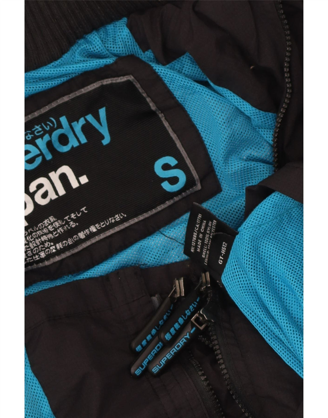 Superdry Chaqueta impermeable con capucha para hombre UK 36 Small Black Nylon