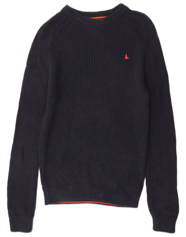 Jack Wills Jersey con cuello barco para hombre, talla pequeña, algodón azul marino