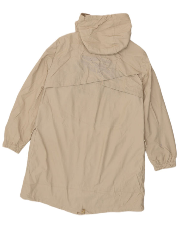 Zara Mujer Abrigo Cortavientos Con Capucha UK 46 Grande Poliéster Beige