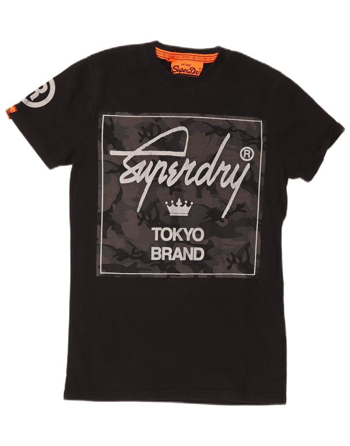 SUPERDRY Camiseta gráfica para hombre Top XS Algodón negro