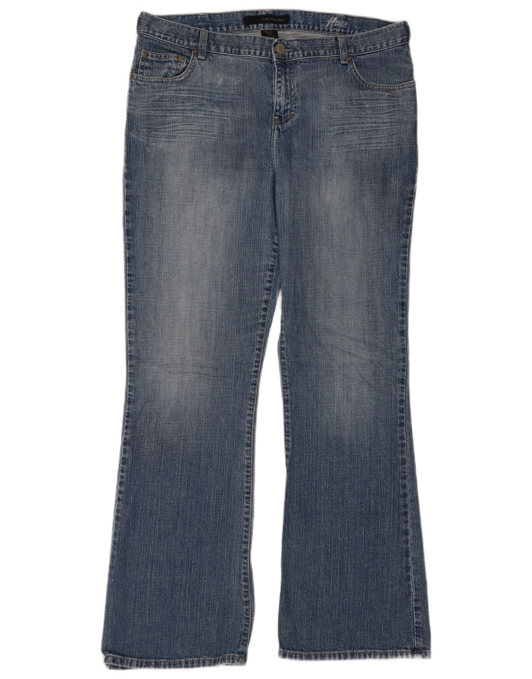 CALVIN KLEIN Vaqueros acampanados para mujer US 16 XL W36 L32 Algodón azul