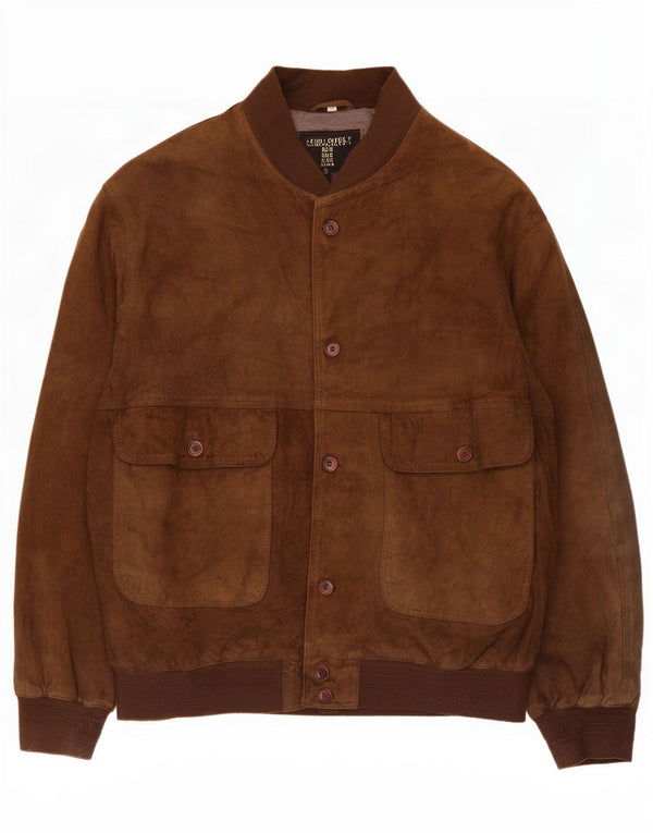 Vintage hombres ante bomber chaqueta IT 56 3XL cuero marrón