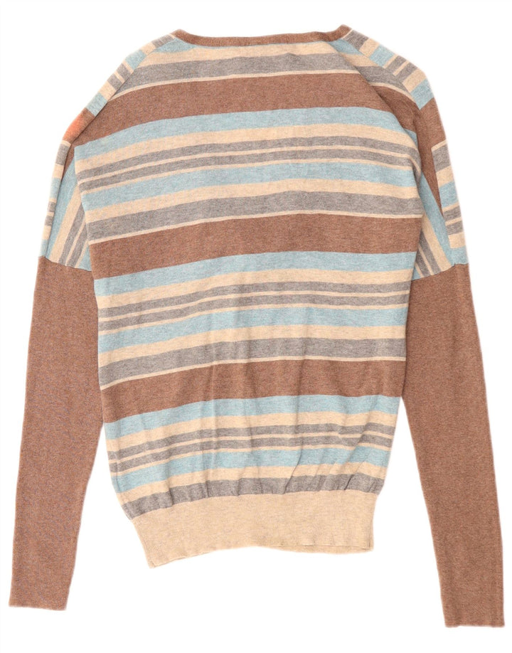 MONSOON Jersey con cuello en V para mujer UK 40 Mediano Rayas multicolores