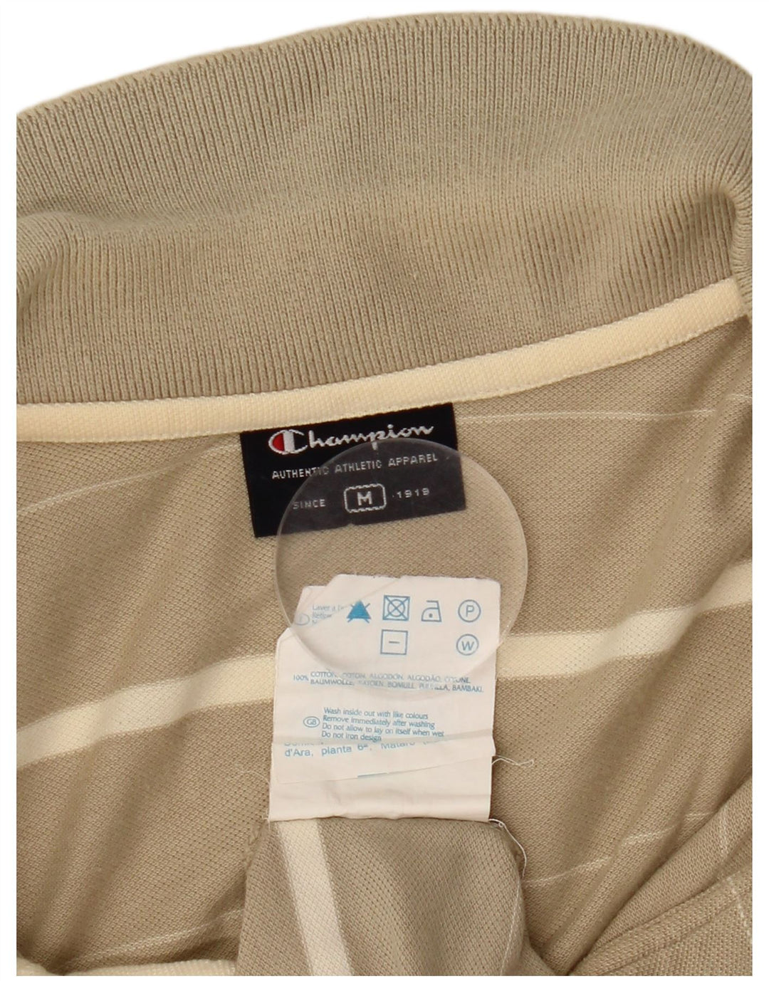 Champion Polo Para Hombre De Algodón A Rayas Beige Medio