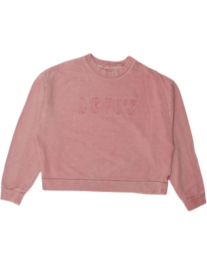 Levi's Sudadera con gráfico de corte extragrande para mujer, talla 40, color rosa medio