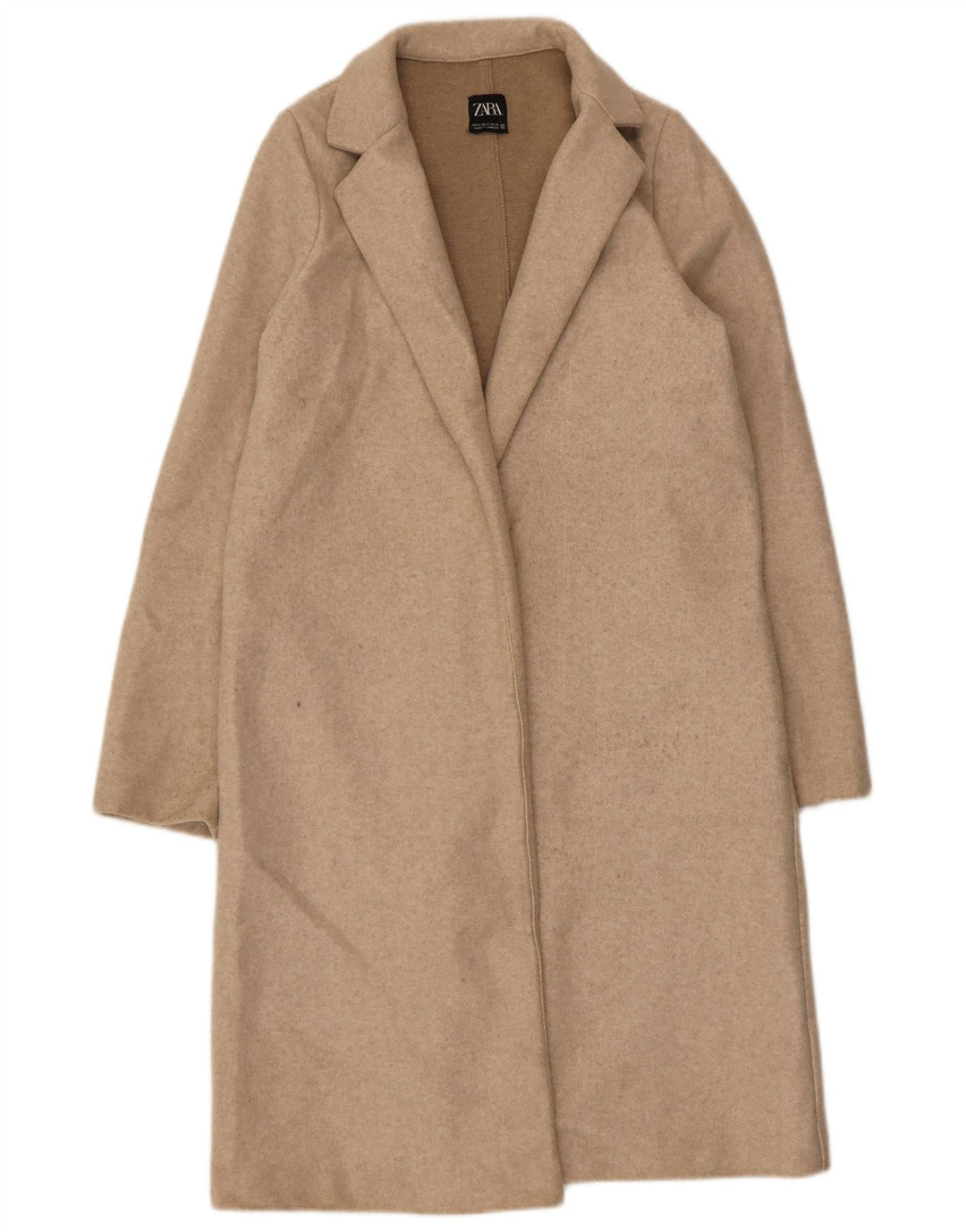 Zara Mujer Abrigo Abierto UK 40 Pequeño Poliéster Beige