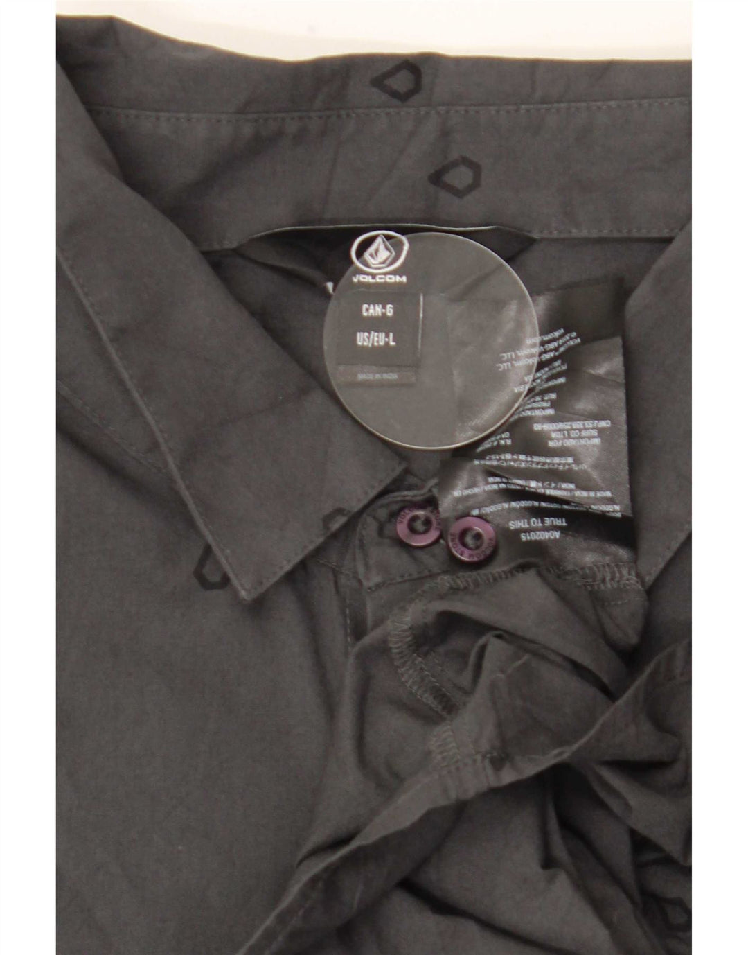 Camisa Volcom de manga corta con estampado gráfico de algodón geométrico gris grande para hombre