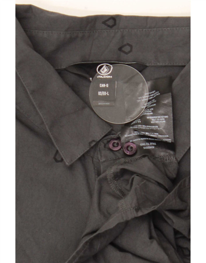 Camisa Volcom de manga corta con estampado gráfico de algodón geométrico gris grande para hombre