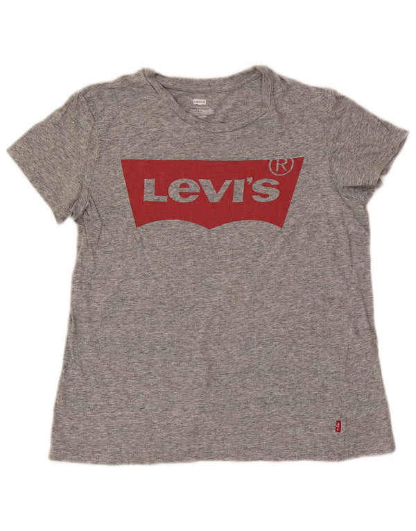 Levi's Camiseta gráfica para mujer Top UK 10 Small Grey Moteado