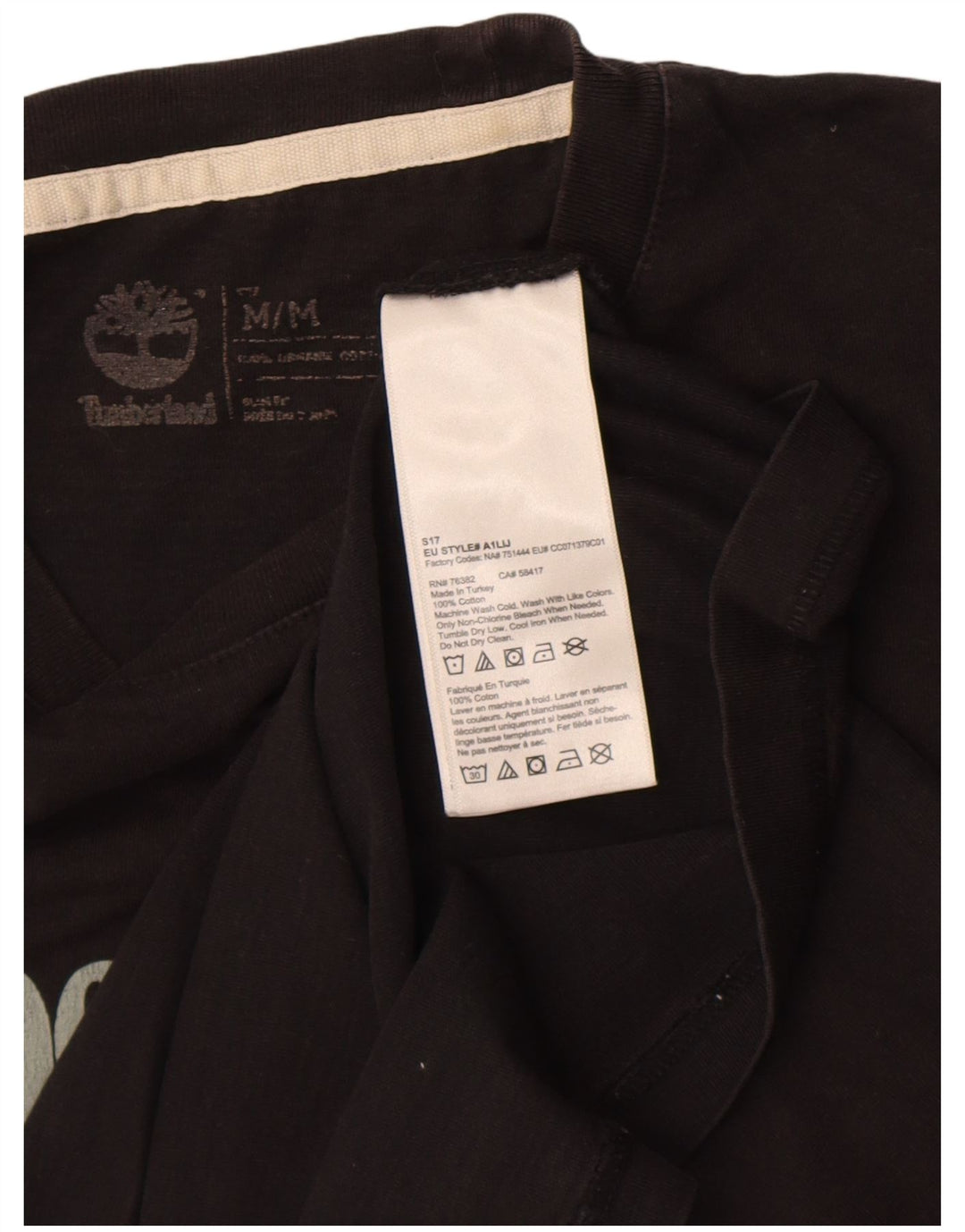 Timberland Camiseta gráfica para hombre Top Medium Black Cotton