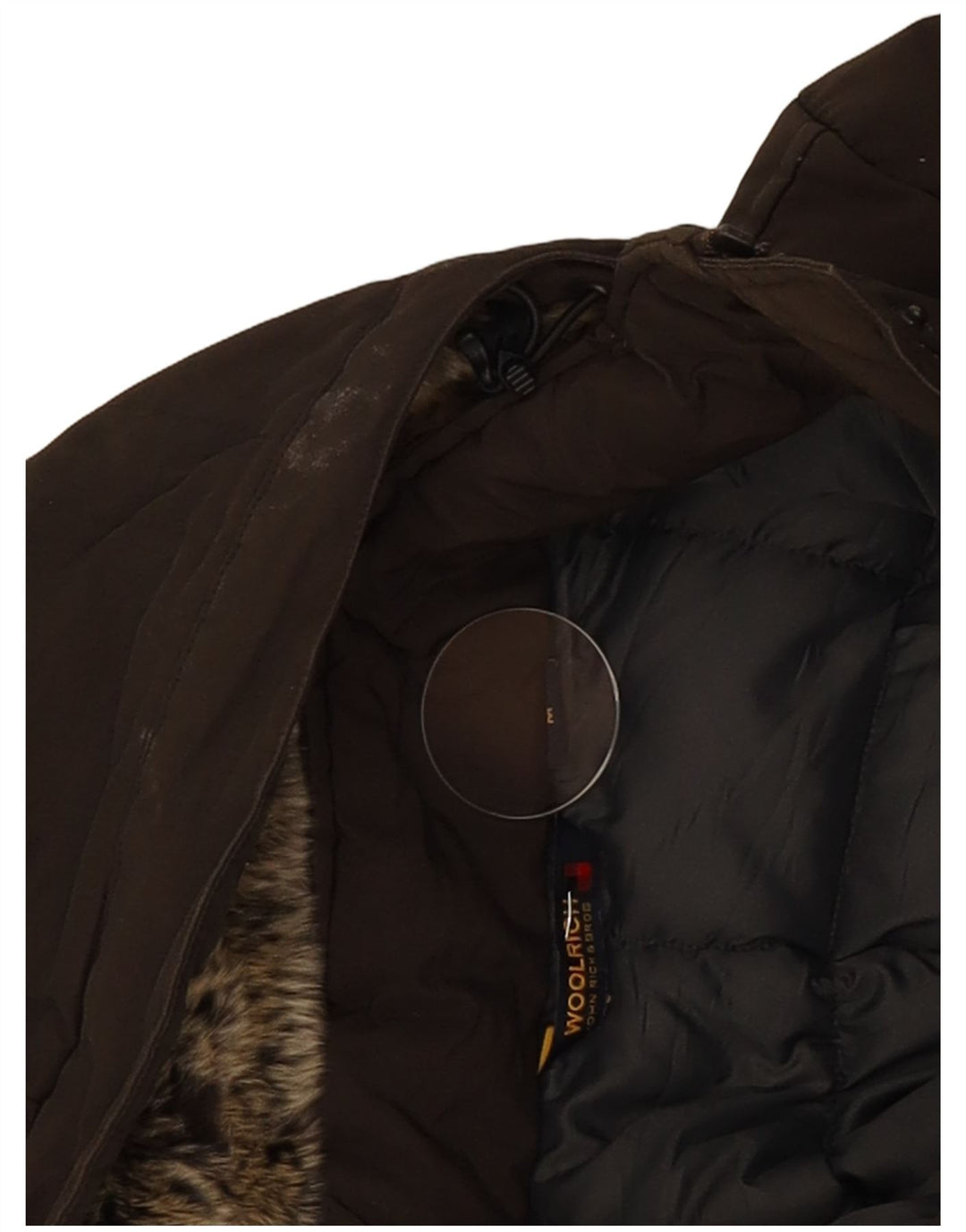 Woolrich Abrigo acolchado con capucha para mujer Reino Unido 12 Algodón caqui mediano