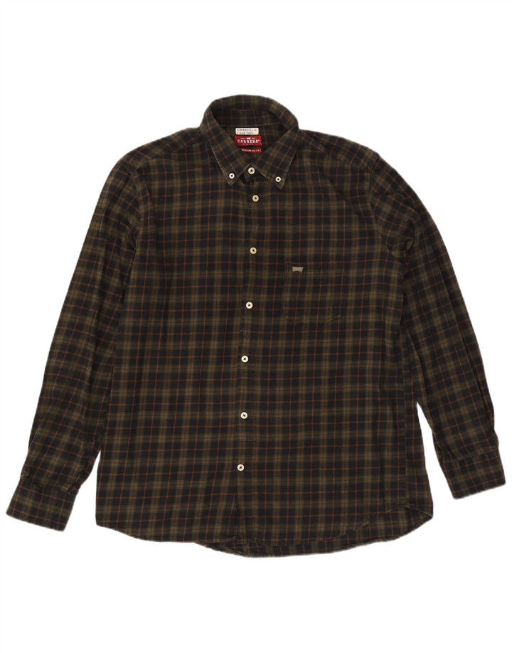 Carrera Camisa de franela de ajuste regular para hombre XL Algodón a cuadros caqui