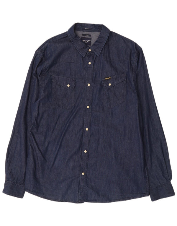 Wrangler Camisa Vaquera Regular Fit Hombre XL Algodón Azul Marino