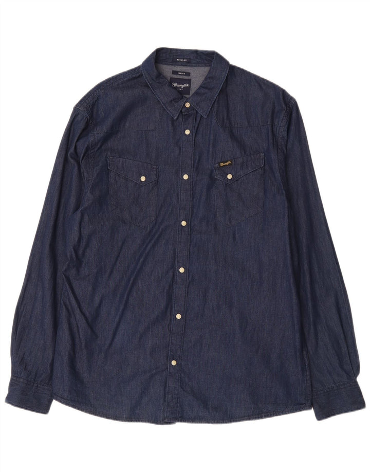 Wrangler Camisa Vaquera Regular Fit Hombre XL Algodón Azul Marino