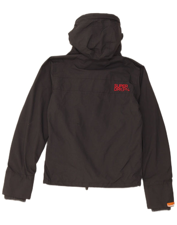 Superdry Chaqueta impermeable con capucha y gráfico para mujer UK 6 XS Black Nylon