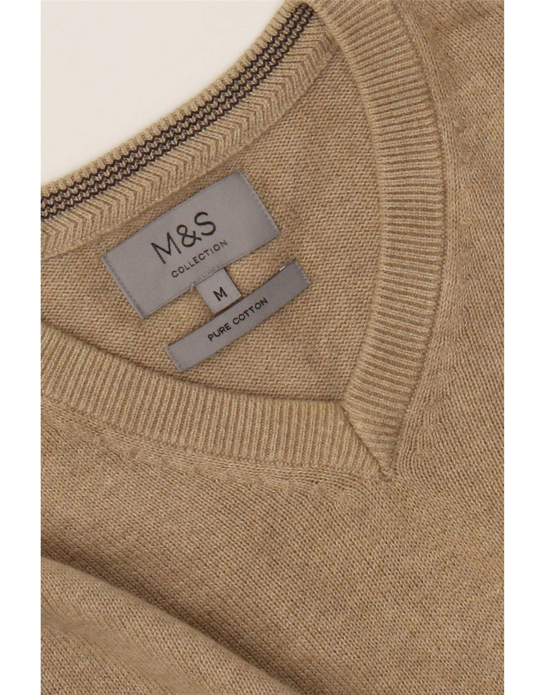 Marks & Spencer Jersey con cuello en V para hombre de algodón moteado en beige medio