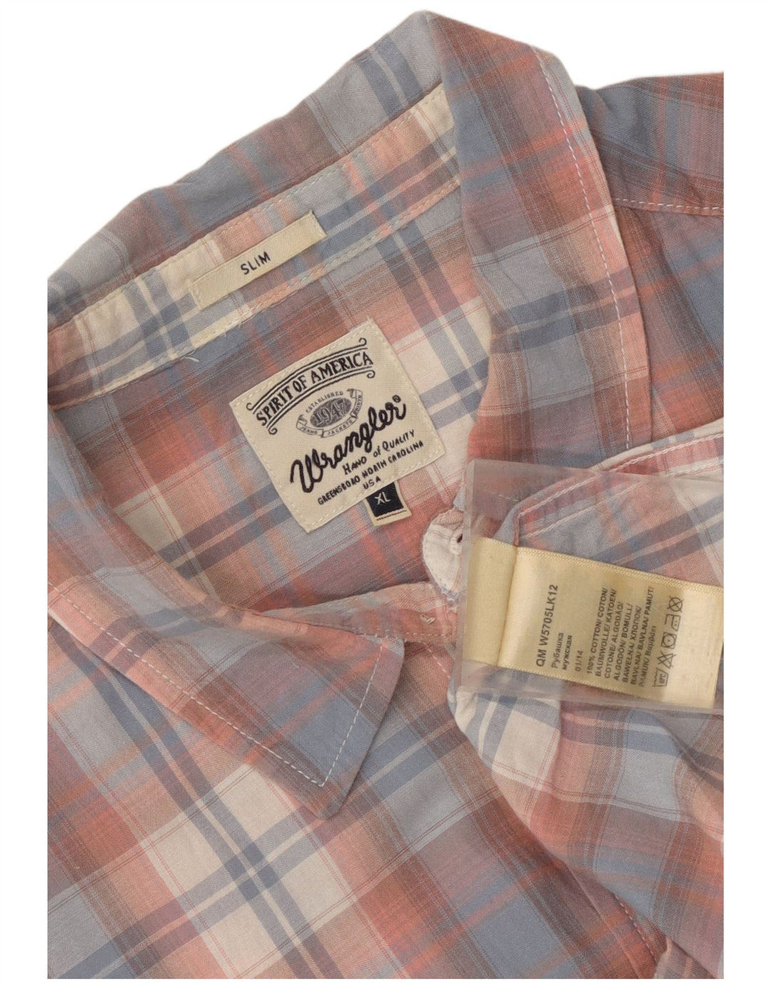 Wrangler Camisa Slim De Manga Corta Para Hombre XL Algodón A Cuadros Azul
