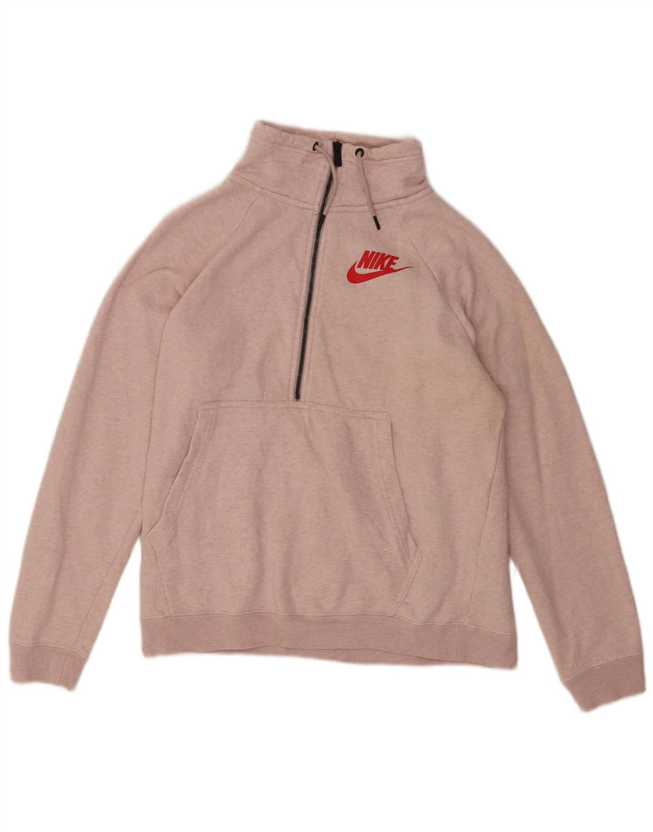 Nike - Sudadera extragrande con cuello y cremallera para mujer, talla 44, talla mediana, color rosa