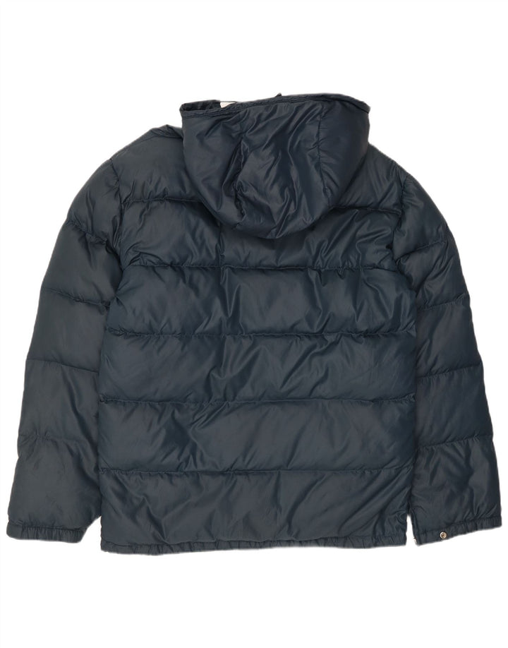 VINTAGE Chaqueta acolchada con capucha para hombre Reino Unido 38 Azul marino medio