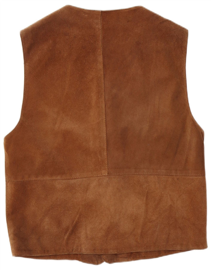 VINTAGE Chaleco de ante para hombre Cuero marrón grande