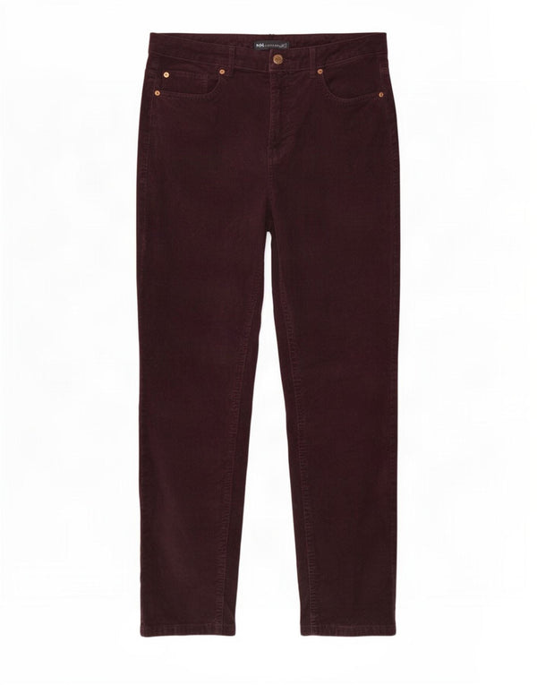Marks & Spencer Pantalones de pana de cintura alta para mujer UK 14 Large W32 L27 Bur