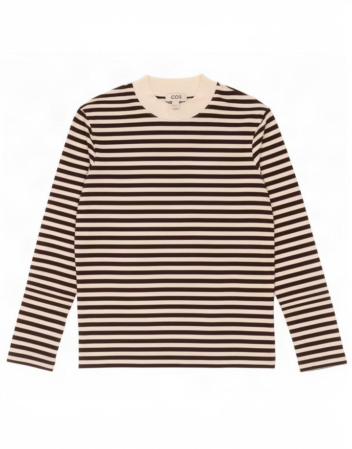 Cos Top extragrande para mujer, manga larga, Reino Unido 10, algodón a rayas negro pequeño