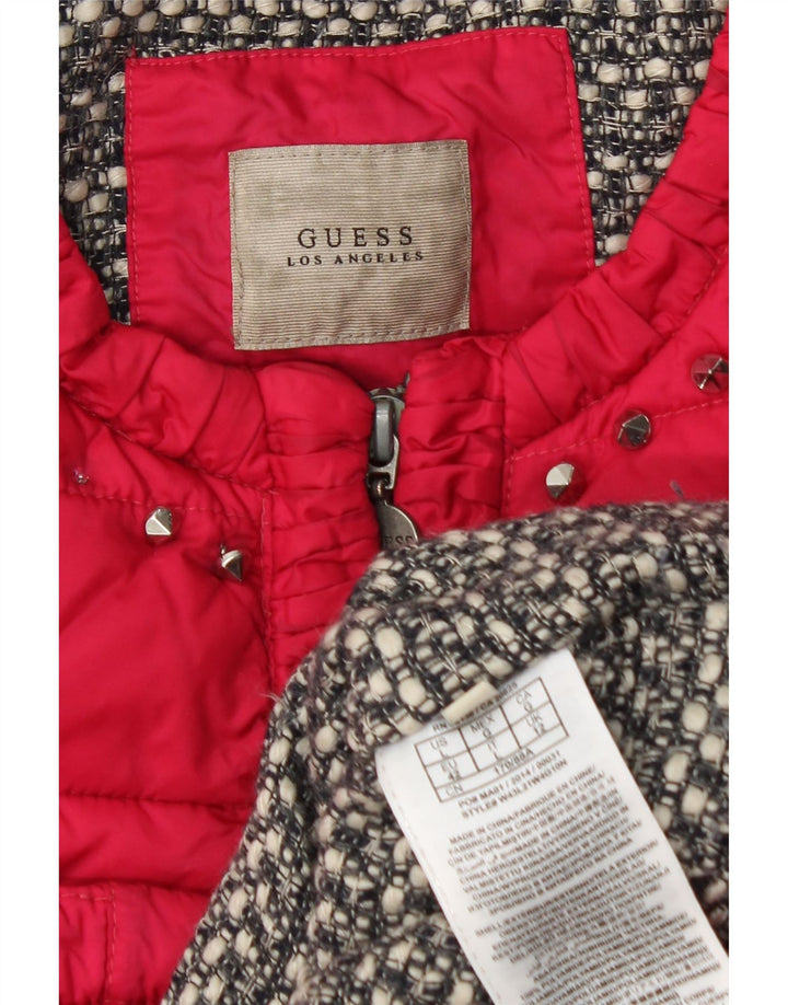 GUESS Chaqueta acolchada para mujer UK 12 Poliamida rosa mediana