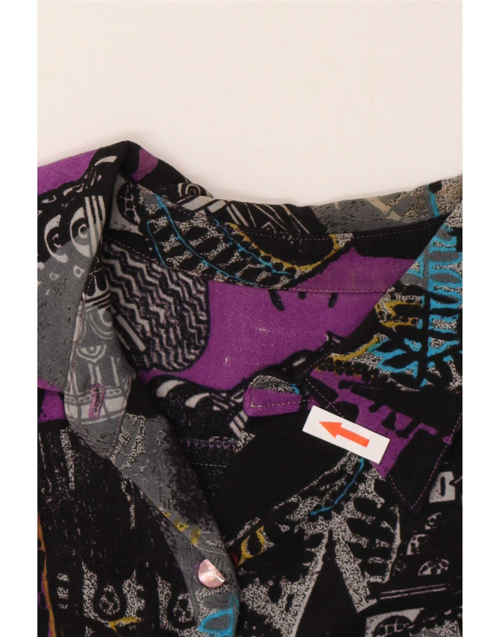 Vintage mujer patrón abstracto camisa Reino Unido 14 medio multicolor