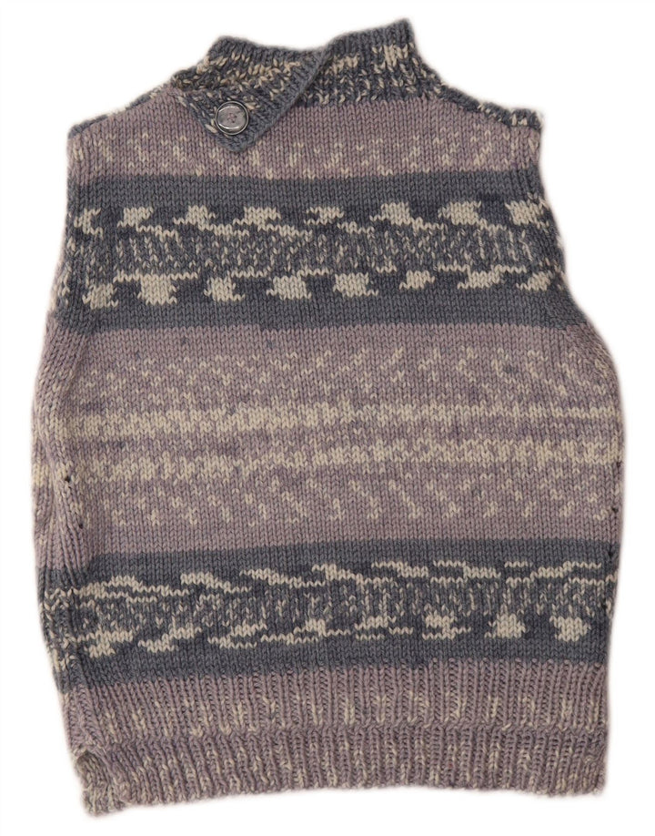 Vintage mujer chaleco camiseta sin mangas Reino Unido 14 gris medio rayas