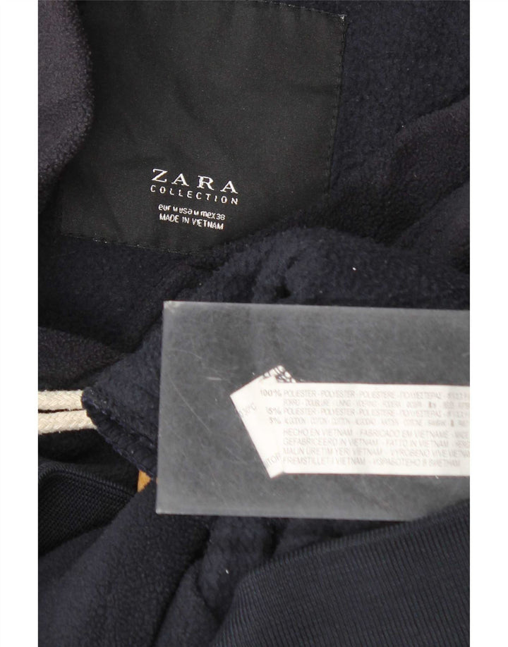 Zara Chaqueta de forro polar con capucha para mujer UK 44 Mediana Azul marino Poliéster