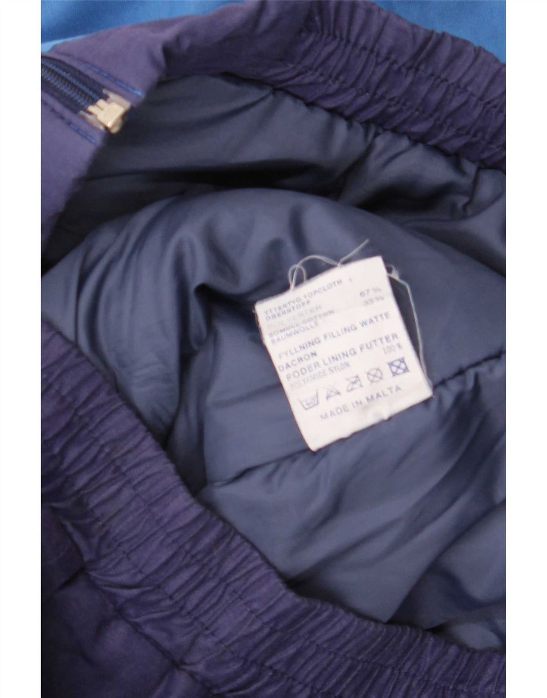Vintage hombres bomber chaqueta Reino Unido 40 grande azul marino colorblock poliéster