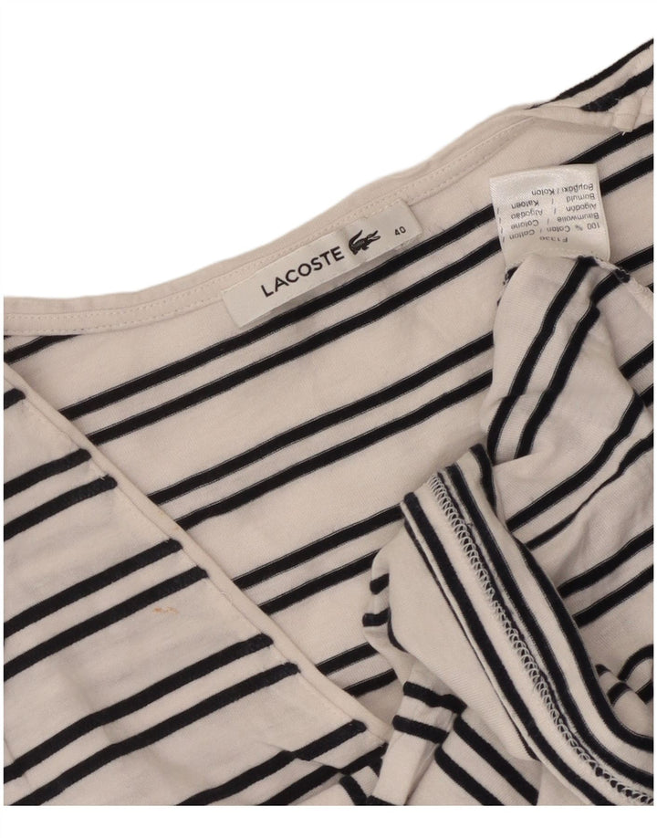 Camiseta Lacoste Mujer Top Talla 40 Mediana Algodón Rayas Blancas