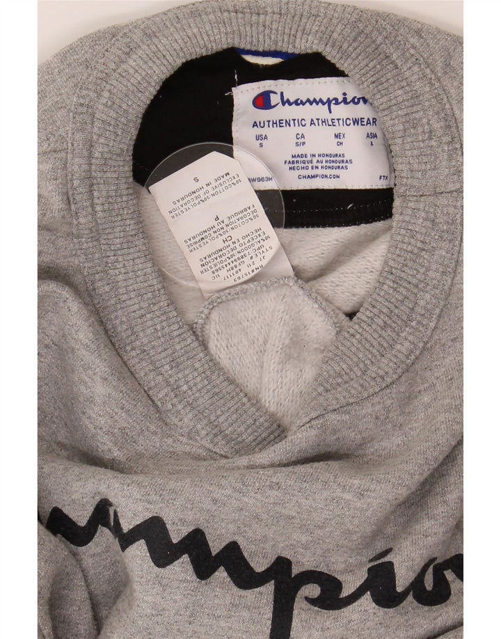 CHAMPION Mens Graphic Sweatshirt Jumper Small Grey Polyester Vintage Champion and Second-Hand Champion from Messina Hembry 