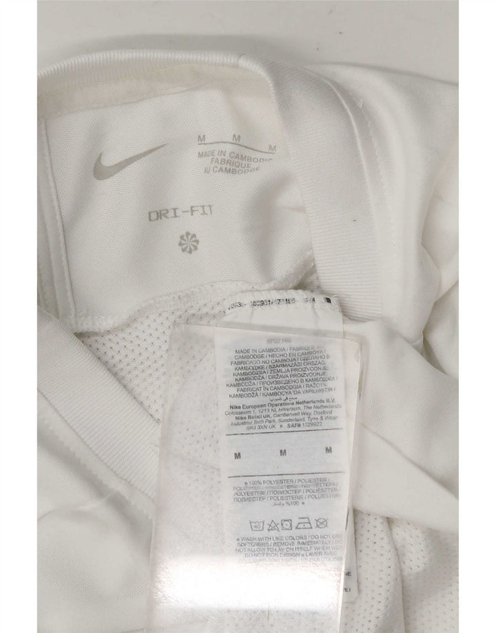 Camiseta Nike Dri Fit para hombre Top medio blanco color block Poliéster