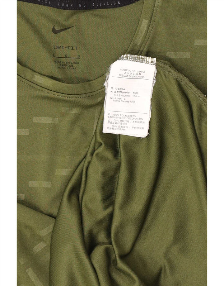 Camiseta Nike Dri Fit para hombre Top grande verde geométrico poliéster