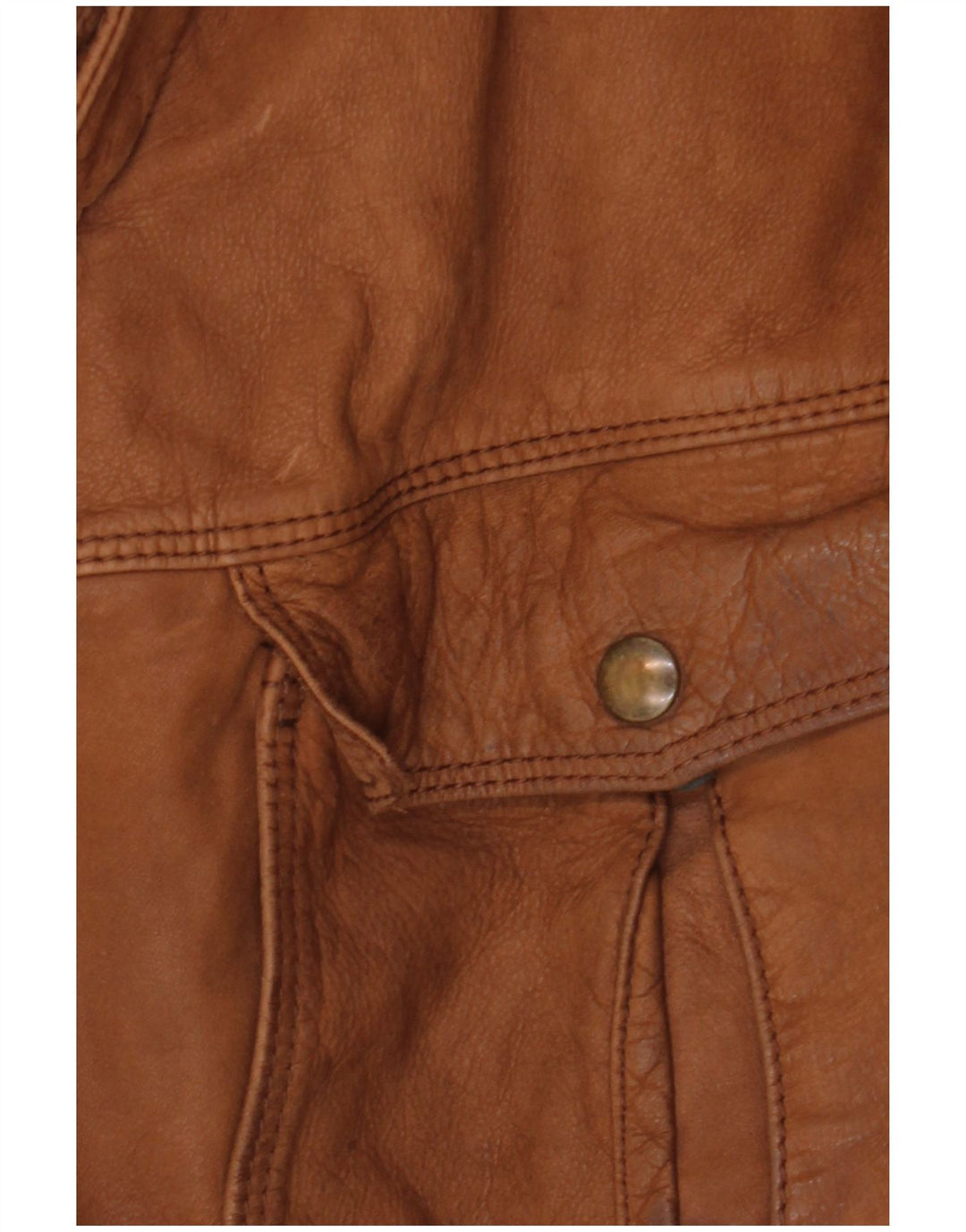 VINTAGE Chaqueta de cuero para hombre IT 52 XL Bloque de color marrón