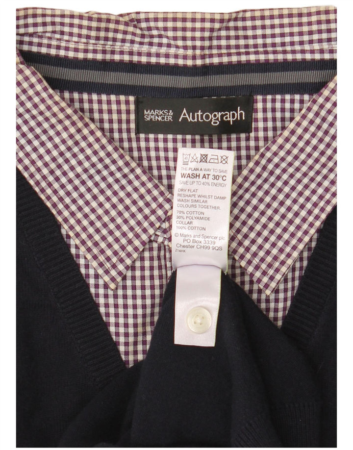 Marks & Spencer Suéter con Cuello en V Autograph para Hombre Grande Azul Marino Algodón