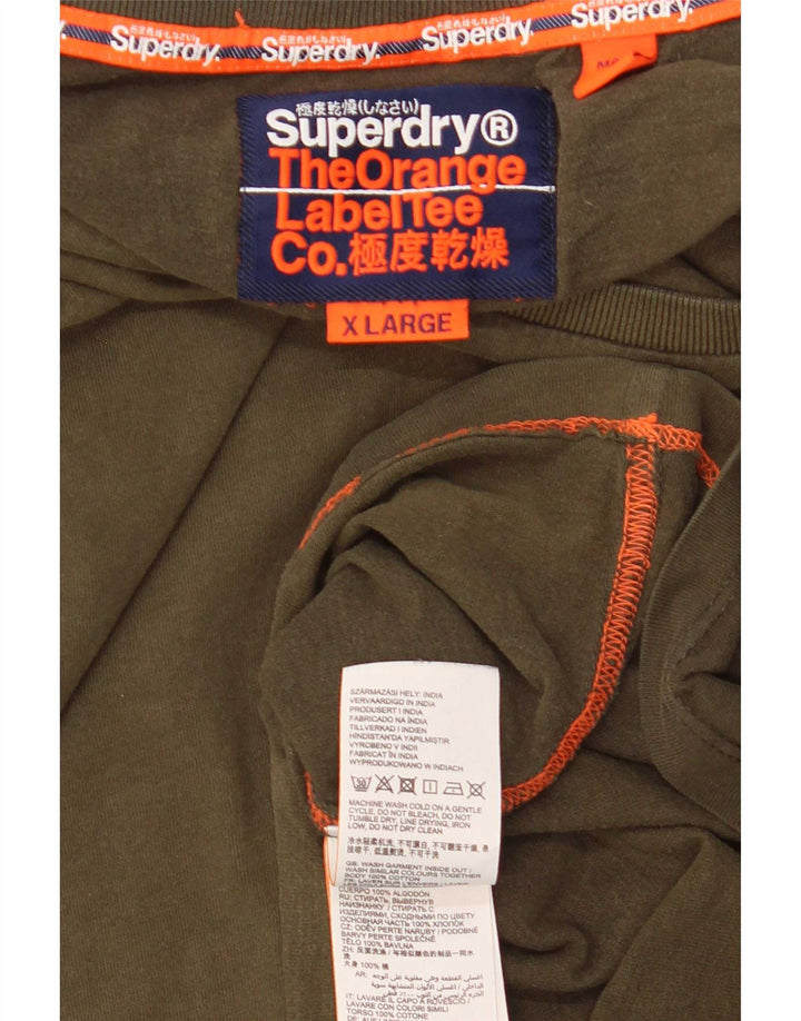 Superdry Hombre Camiseta Top XL Caqui Algodón