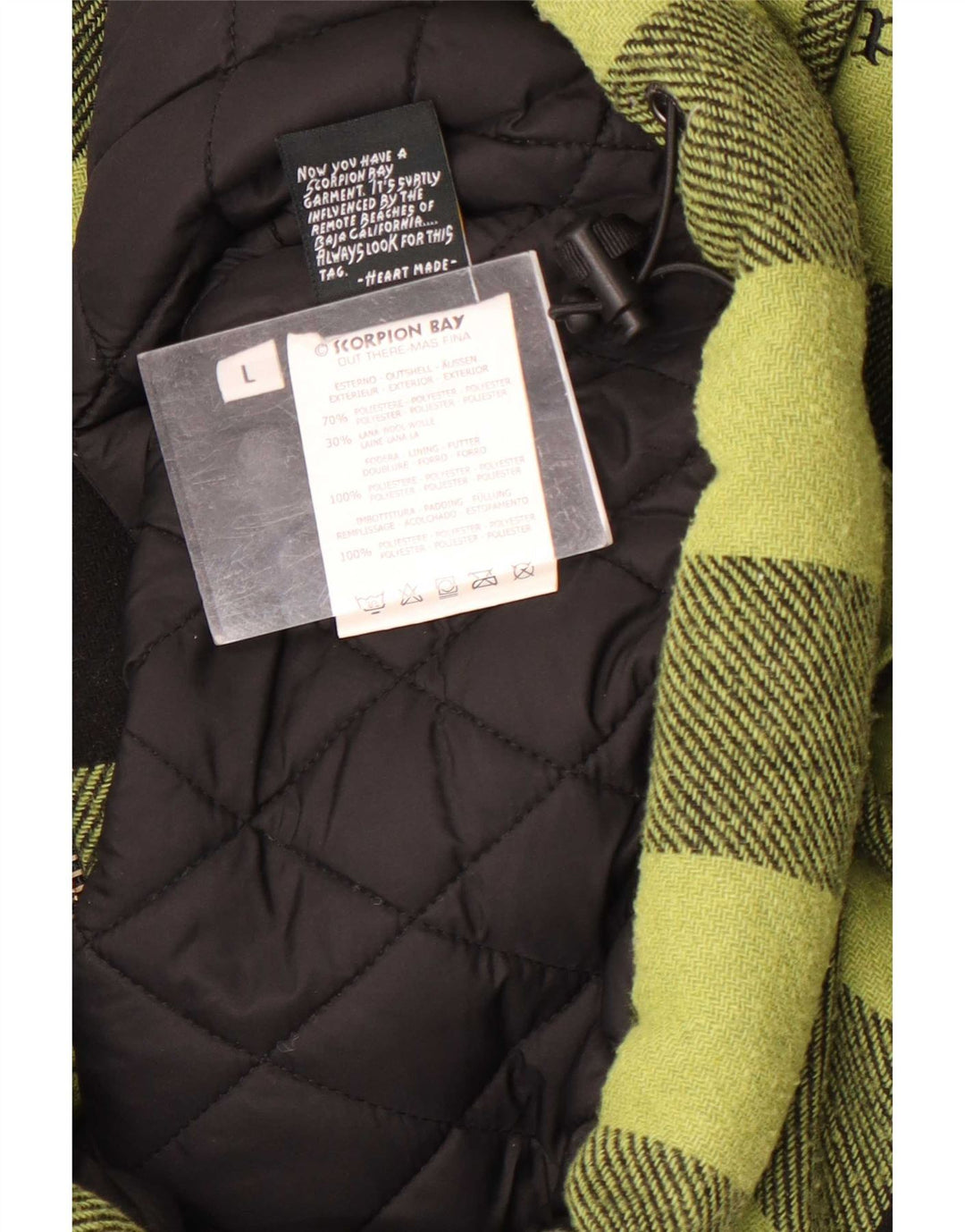 Scorpion Bay Chaqueta cortavientos gráfica para hombre UK 40 Large Green Gingham