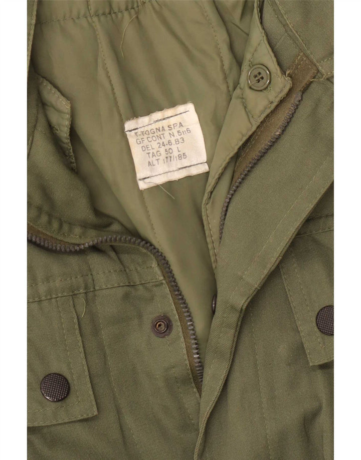 Vintage hombres Parka chaqueta IT 50 grande caqui