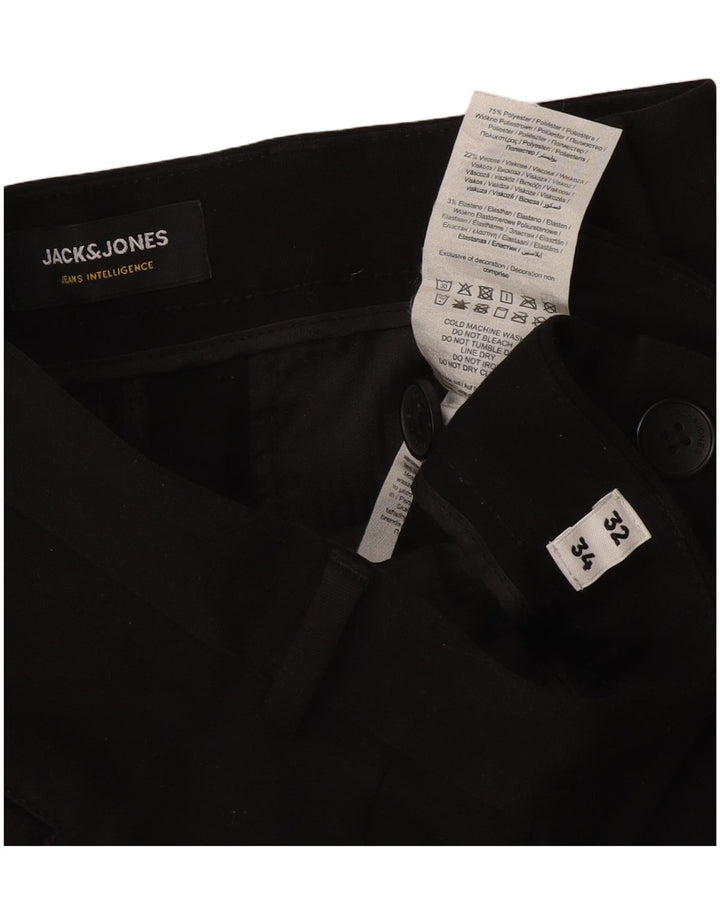 Jack & Jones Mujer Marco Slim Chino Pantalones W32 L34 Poliéster Negro
