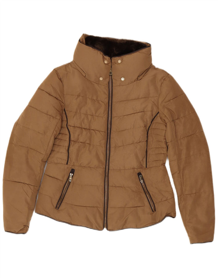 Zara Mujer Chaqueta Acolchada UK 46 Grande Poliéster Marrón