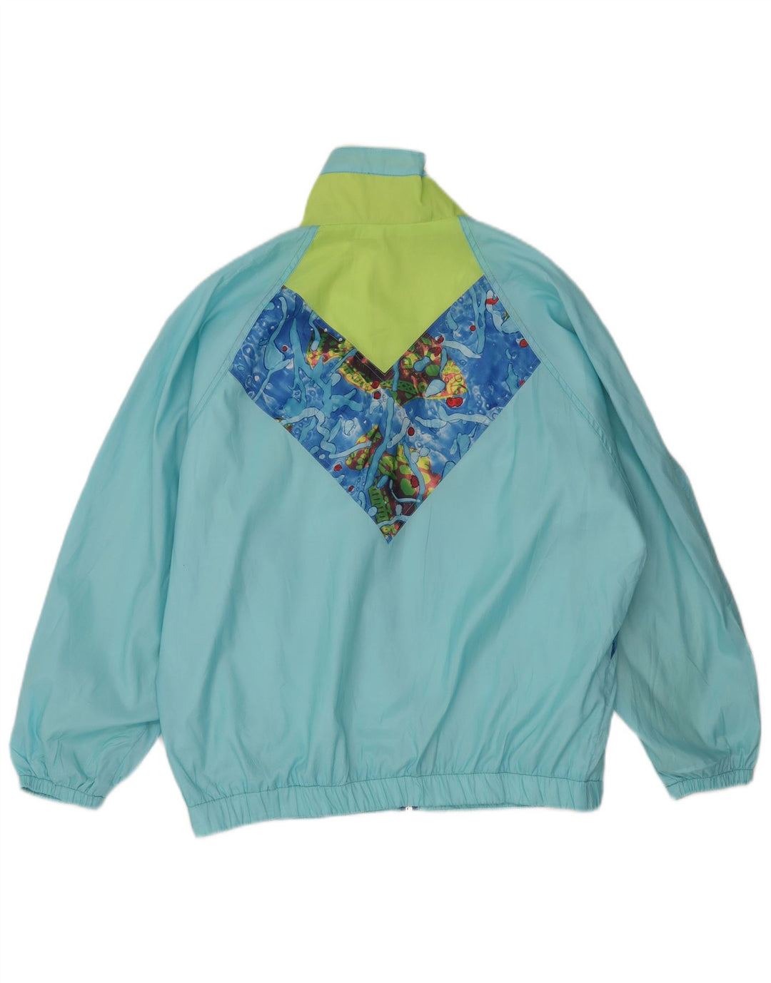 Vintage mujer patrón abstracto chaqueta de lluvia IT 40/42 azul medio