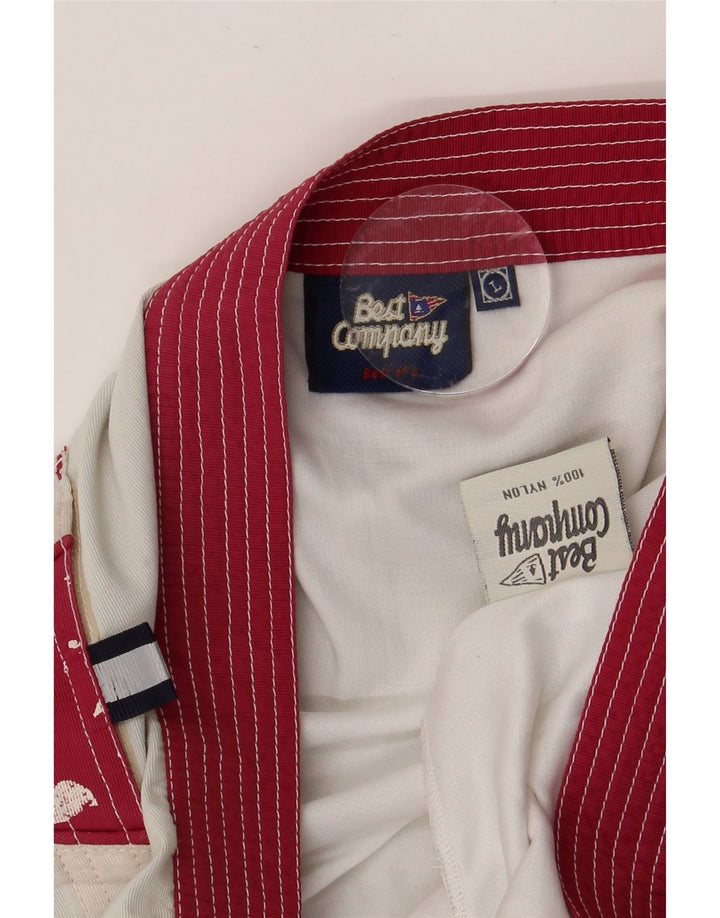 BEST COMPANY Bañador para hombre, talla grande, nailon floral blanco